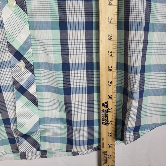 Wrangler Plaid Spellout Shirt Mens XL Tall Blue Green Button Up Western NWT - Picture 8 of 16